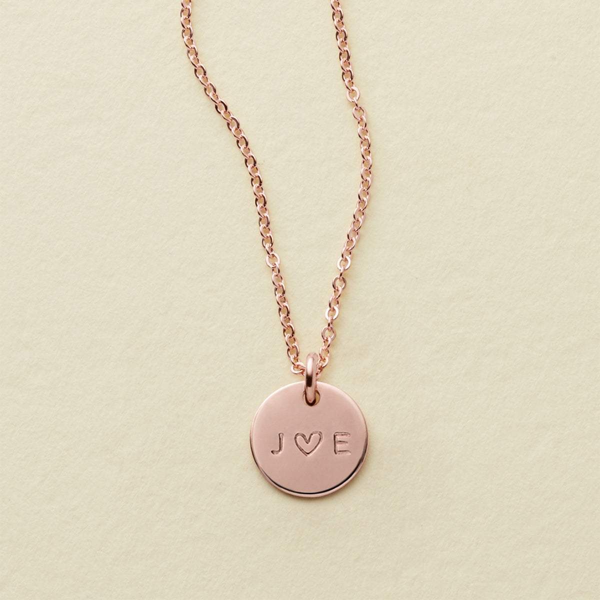 Love Disc Necklace Rose Gold Filled / 3/8" / 16"-18" Necklace