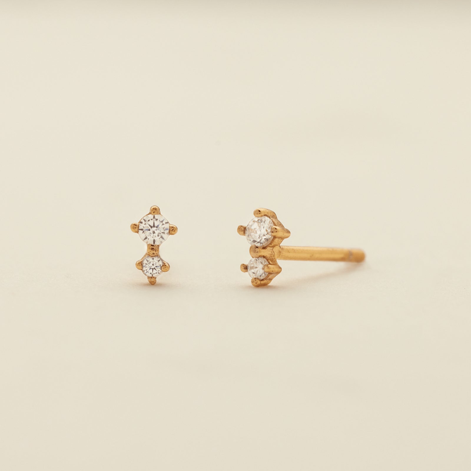 Luxe Double Stone Stud Earrings Gold Vermeil Earring