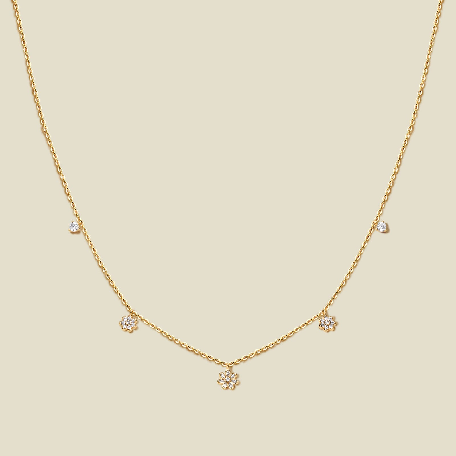 Luxe Flower Floating Necklace Gold Vermeil Necklace