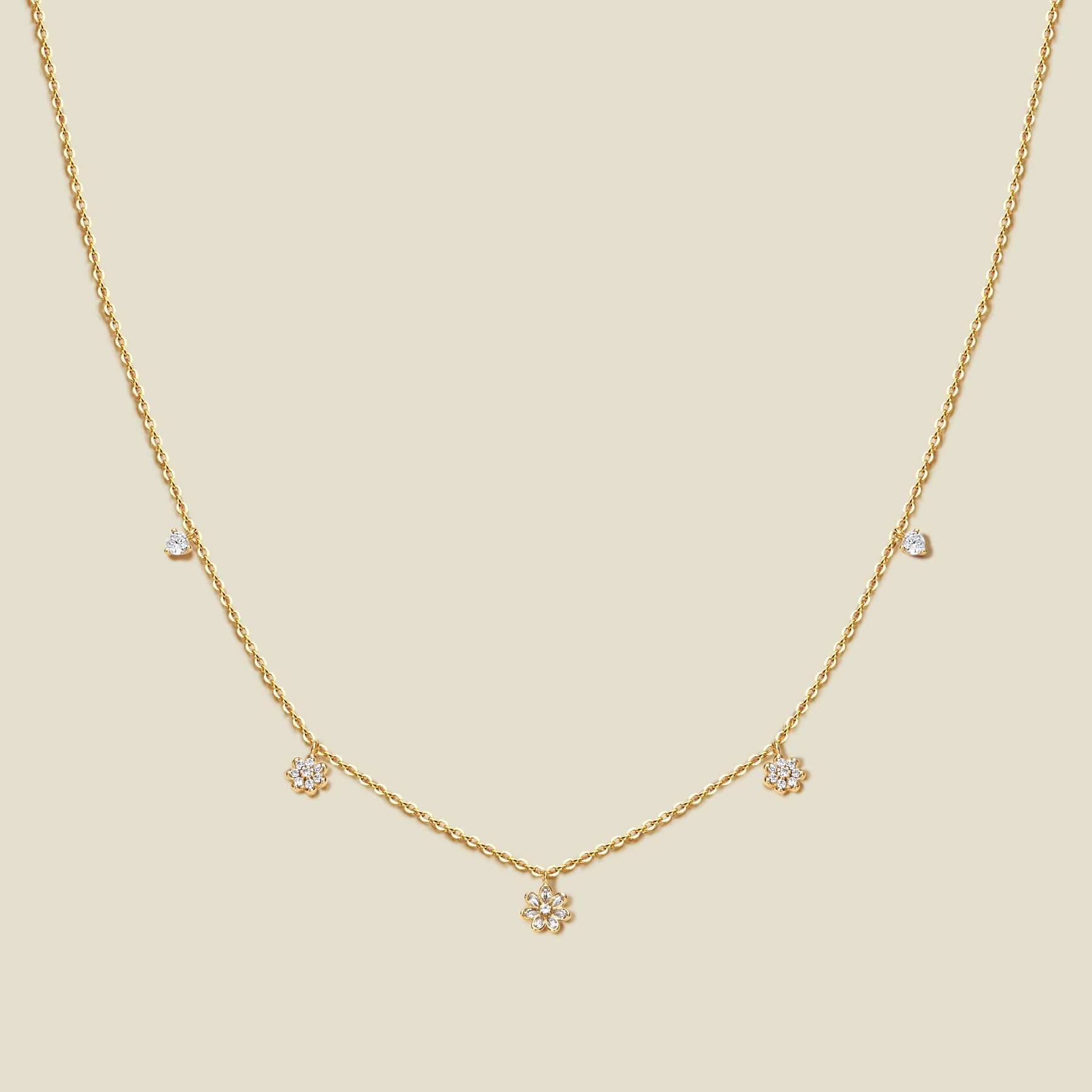 Luxe Flower Floating Necklace Gold Vermeil Necklace