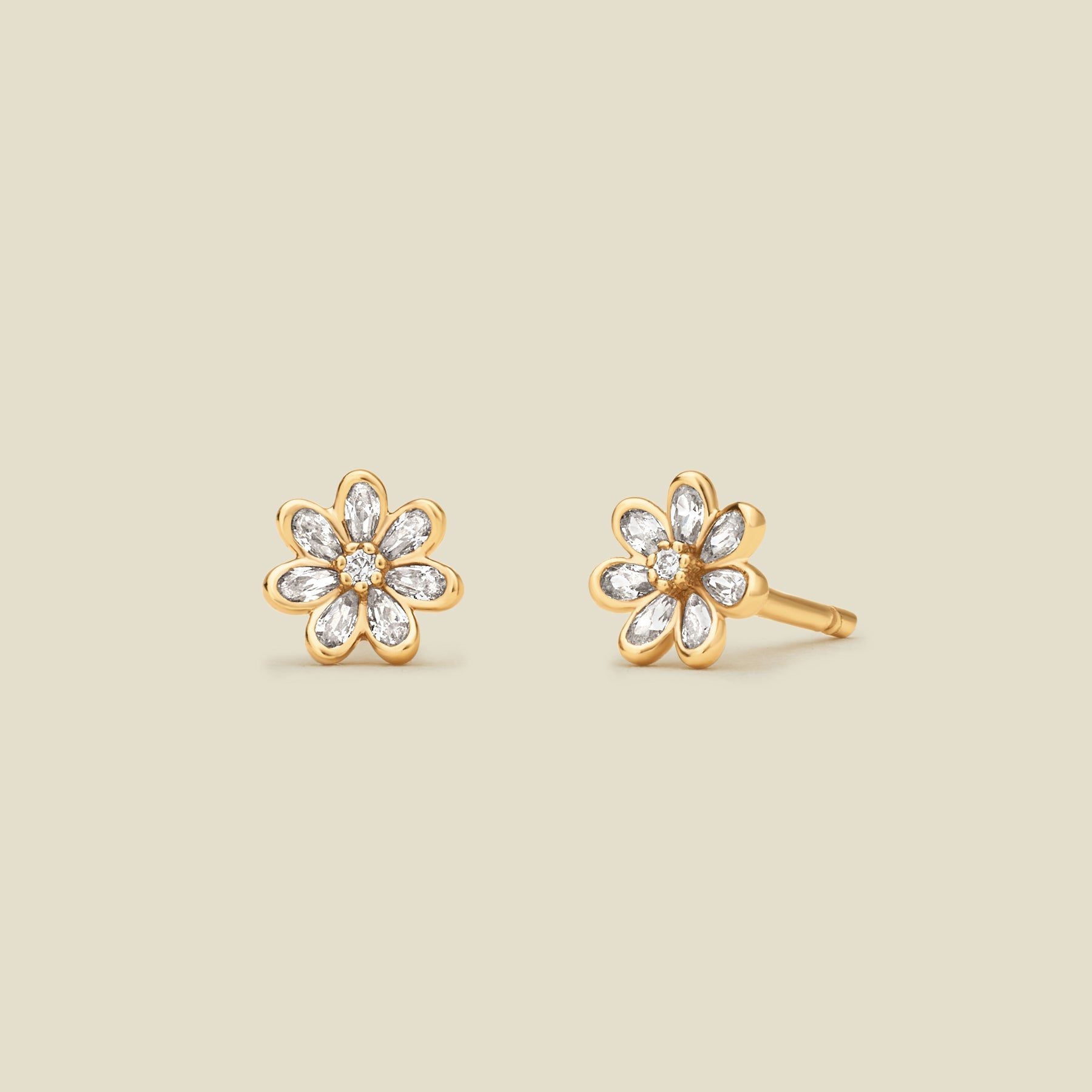 Luxe Flower Stud Earrings Gold Vermeil Earring