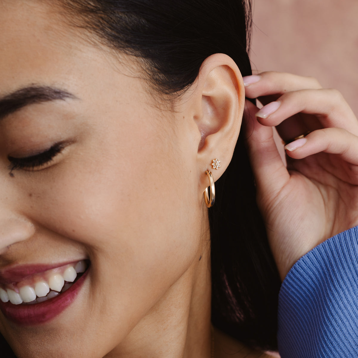 Luxe Flower Stud Earrings Gold Vermeil Earring