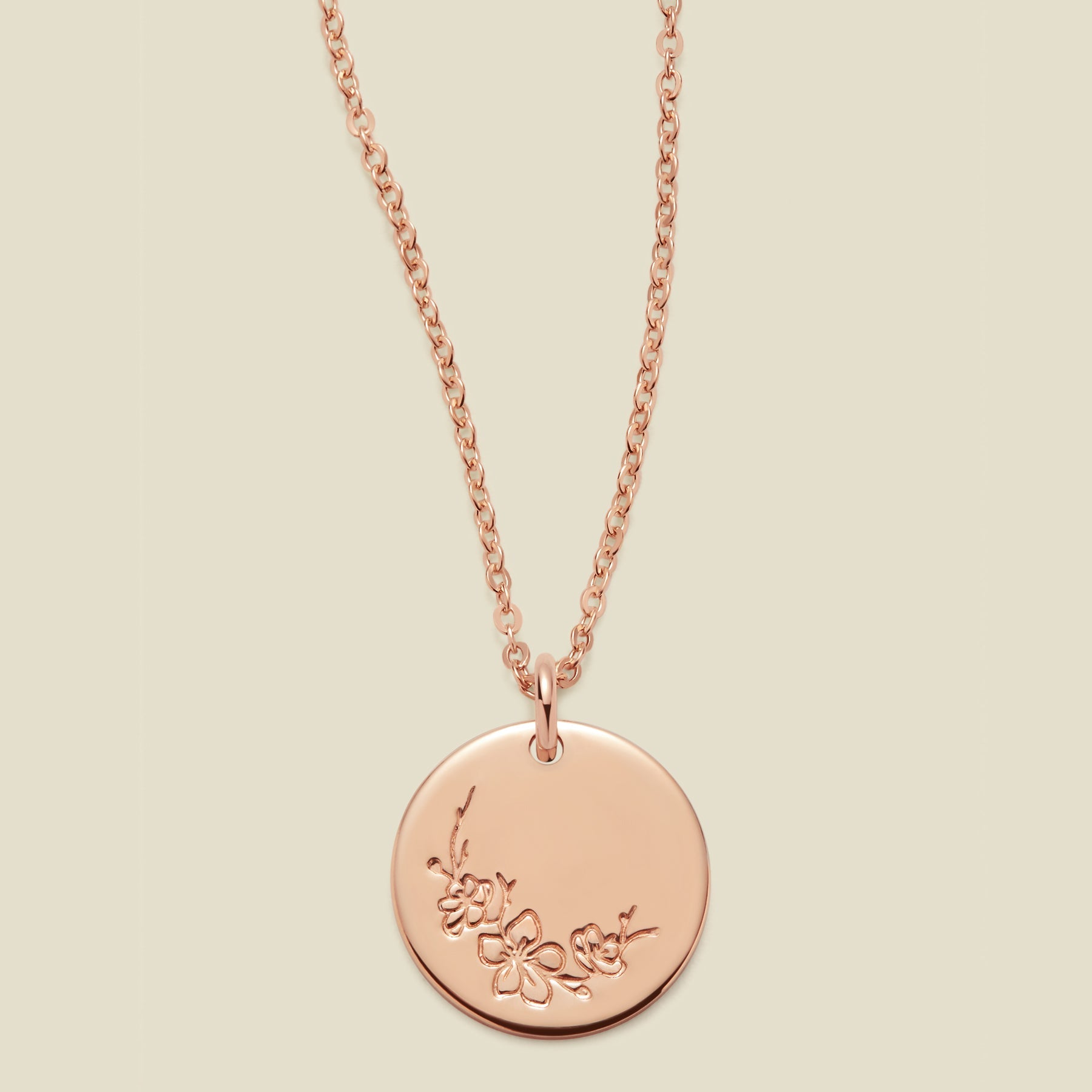 March Birth Flower Necklace Rose Gold Filled / 1/2" / 16"-18" Necklace