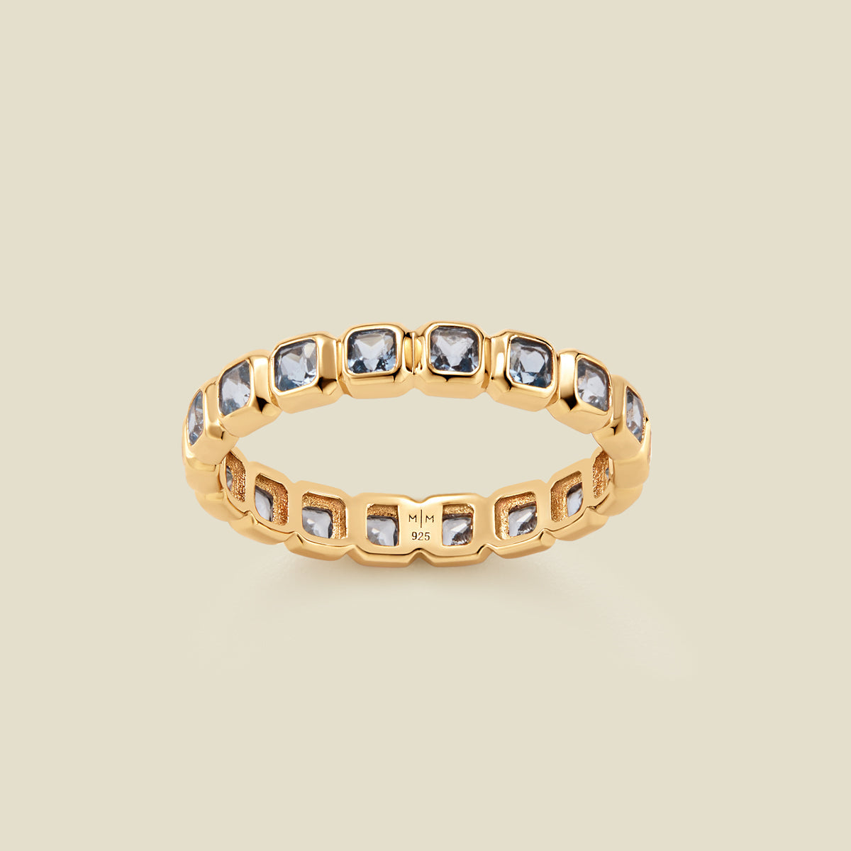 March Birthstone Eternity Ring Gold Vermeil / 5 Ring