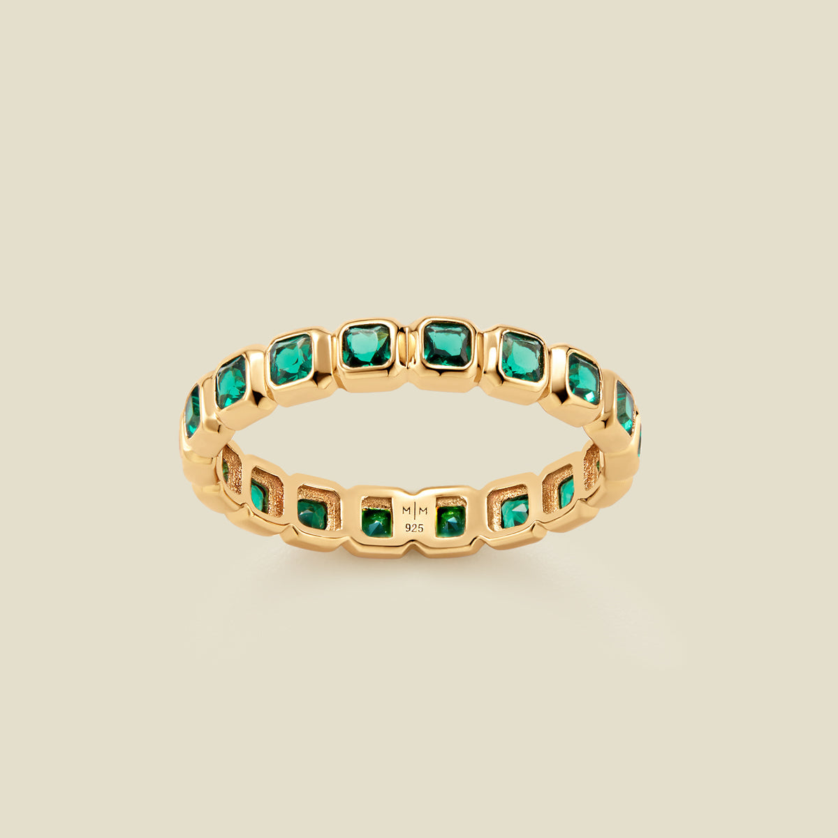 May Birthstone Eternity Ring Gold Vermeil / 5 Ring