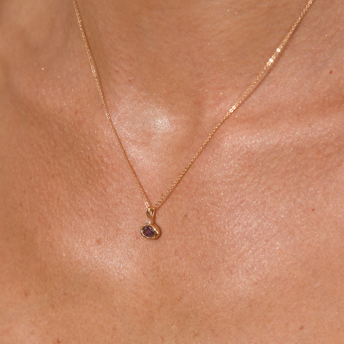 February Oval Birthstone Charm