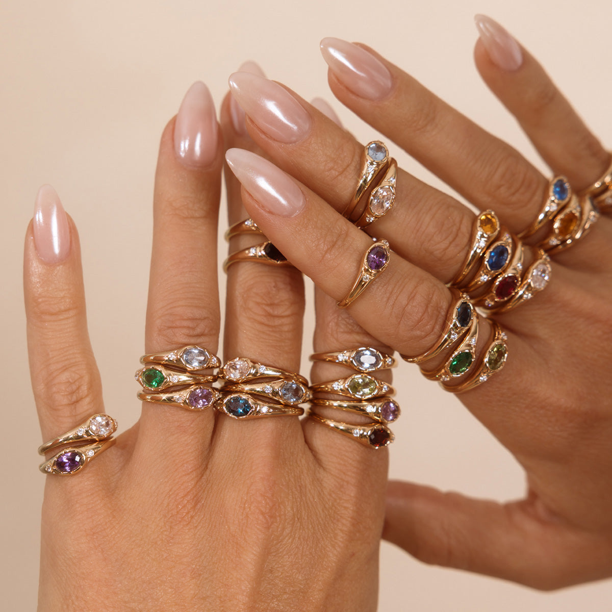 May Oval Birthstone Signet Ring