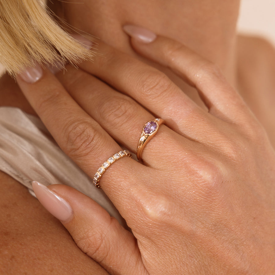 June Oval Birthstone Signet Ring Lifestyle