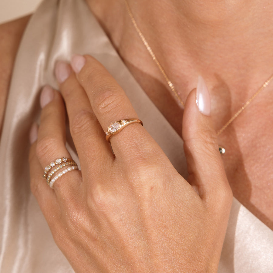 April Oval Birthstone Signet Ring Lifestyle