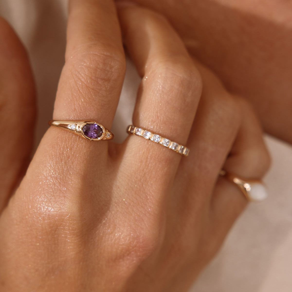 February Oval Birthstone Signet Ring