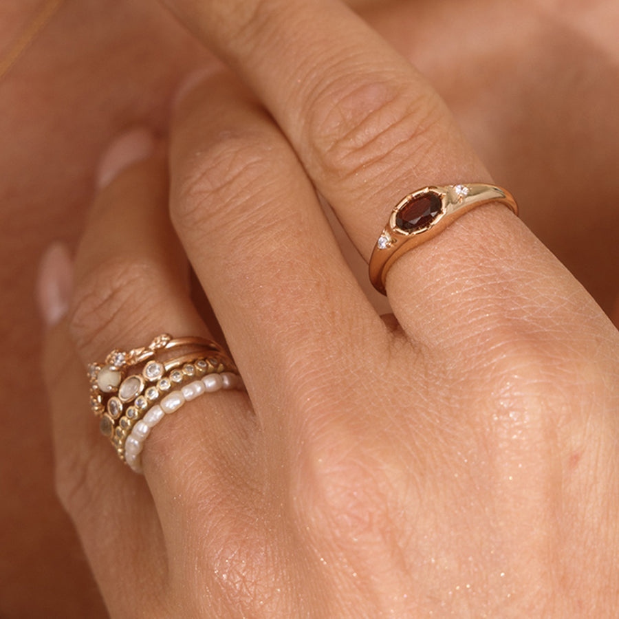 January Oval Birthstone Signet Ring Lifestyle