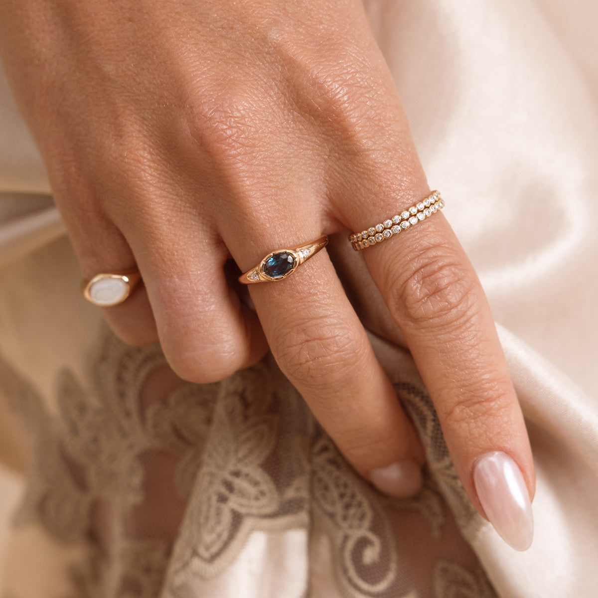 September Oval Birthstone Signet Ring