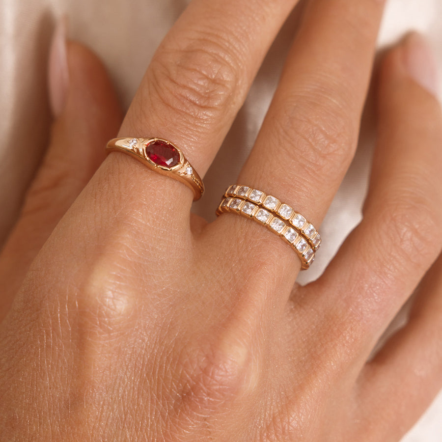 July Oval Birthstone Signet Ring Lifestyle