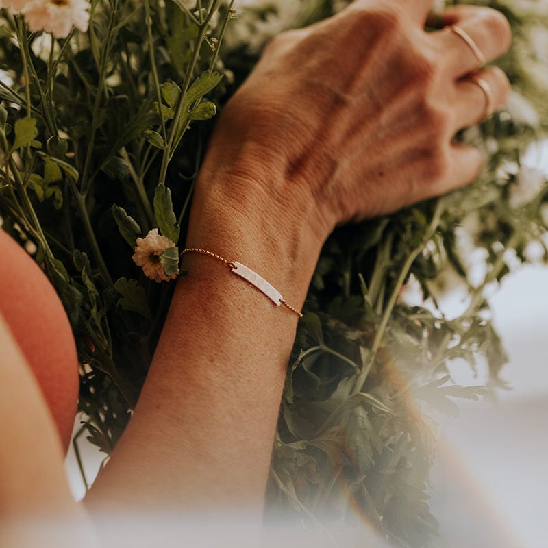 Mini Bar Birth Flower Bracelet | 1" Skinny Bar Bracelet