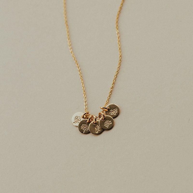 Mini Birth Flower Stacker Necklace | 1/4" Disc Necklace