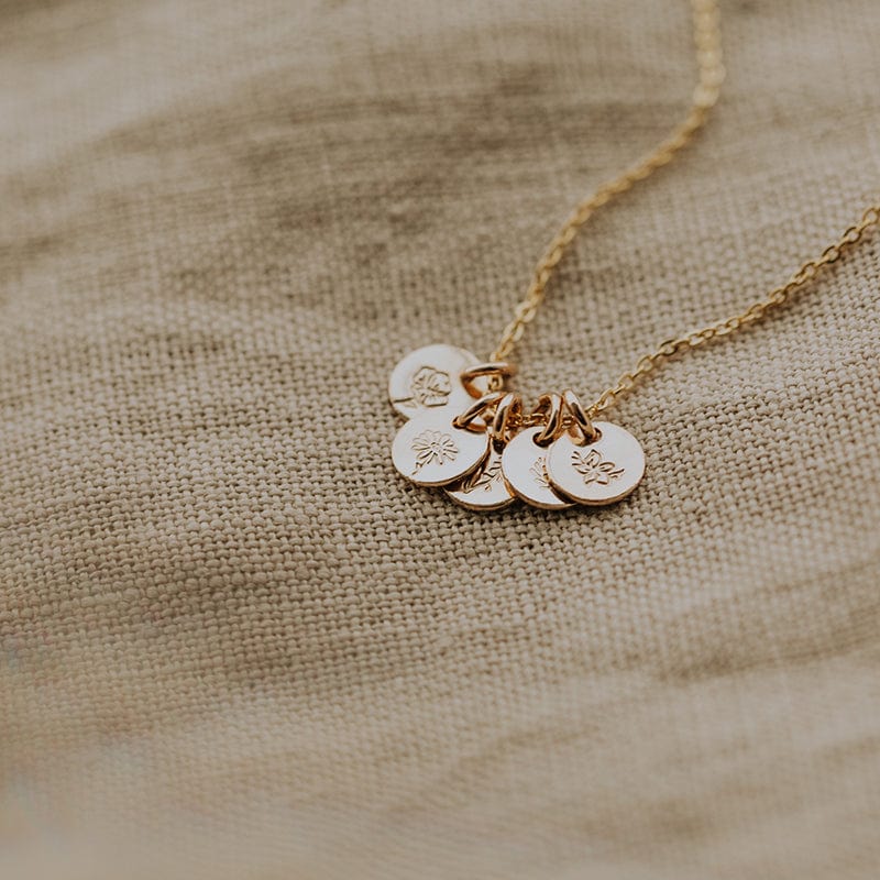 Mini Birth Flower Stacker Necklace | 1/4" Disc Necklace