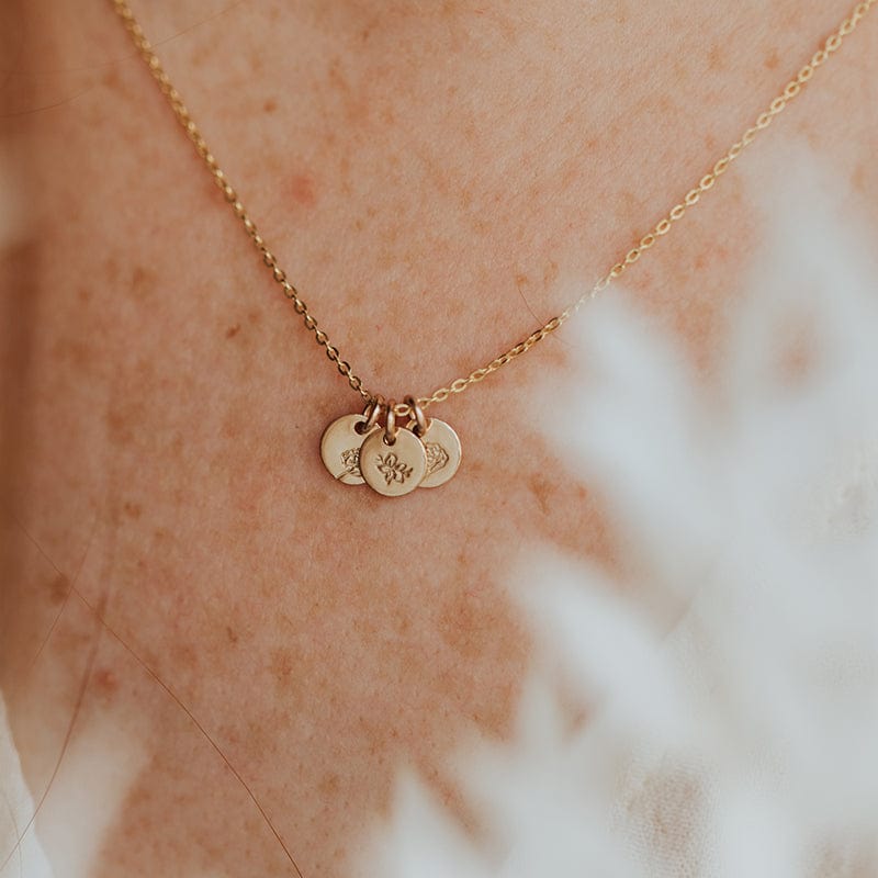 Mini Birth Flower Stacker Necklace | 1/4" Disc Necklace