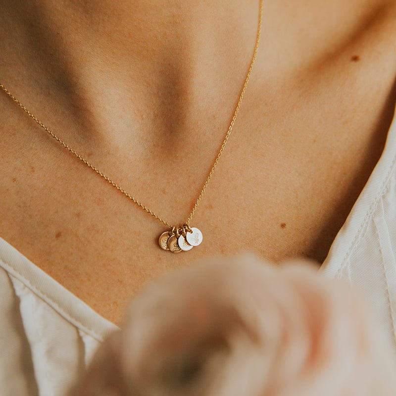 Mini Birth Flower Stacker Necklace | 1/4" Disc Lifestyle