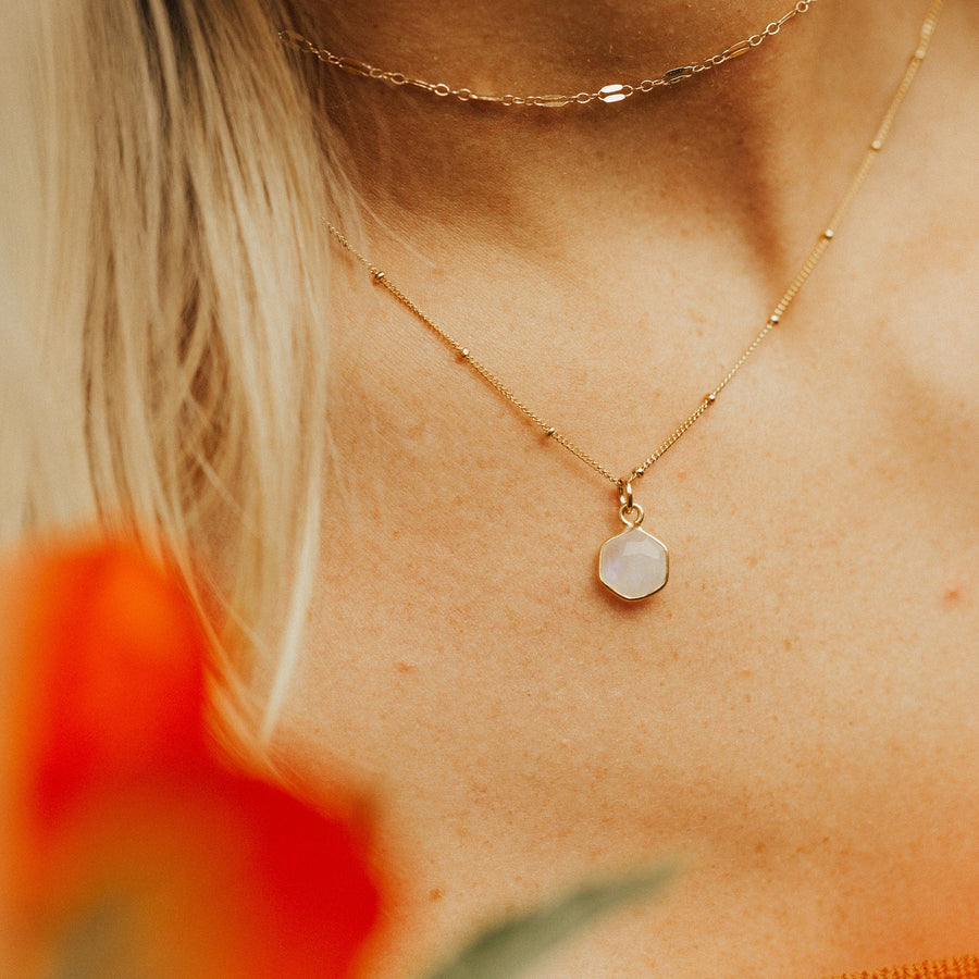 Moonstone Gemstone Necklace Lifestyle