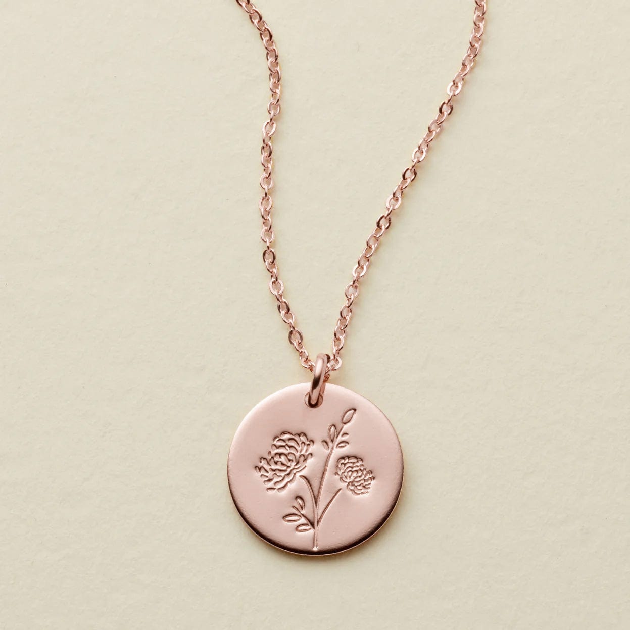 November Birth Flower Necklace Rose Gold Filled / 1/2" / 16"-18" Necklace