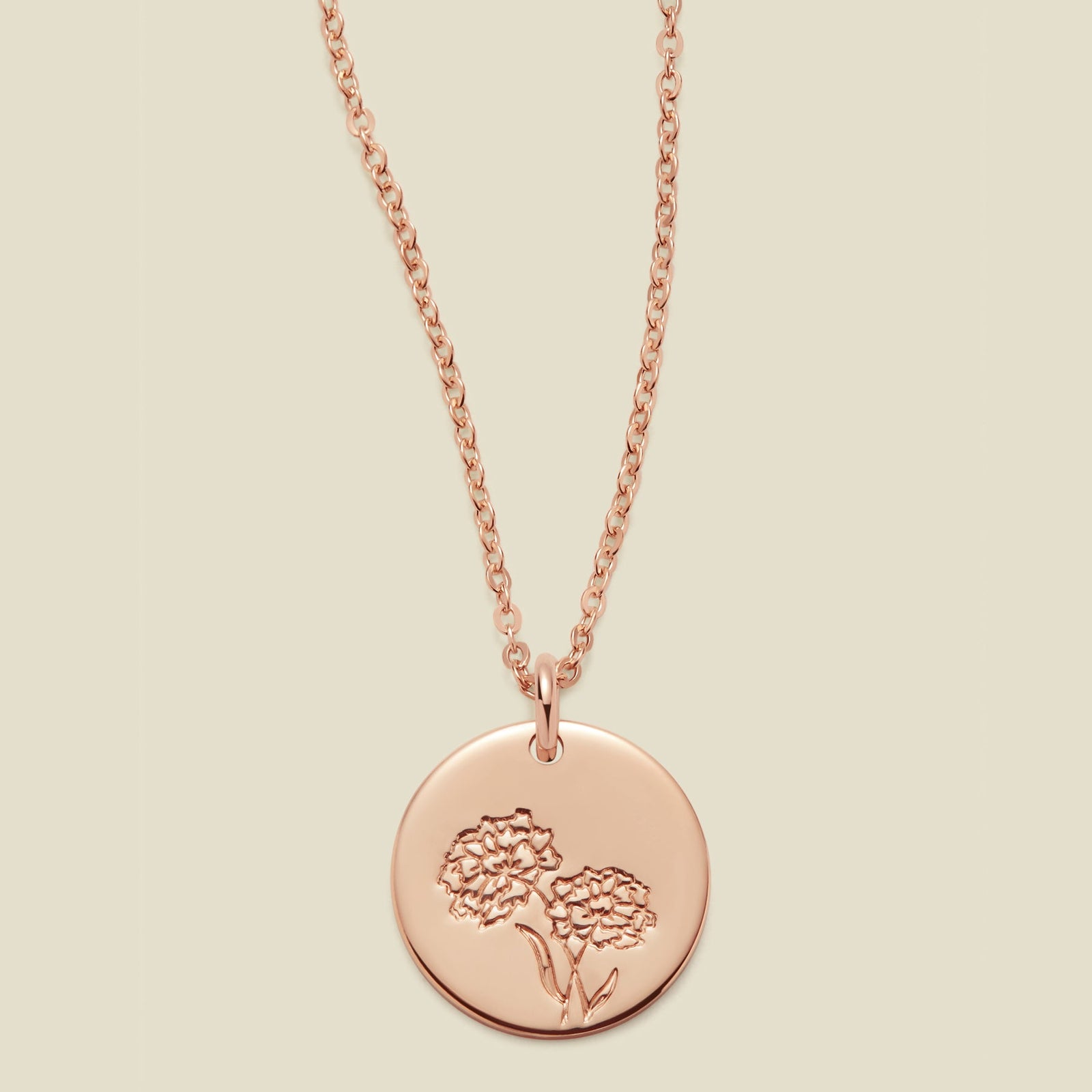 October Birth Flower Necklace Rose Gold Filled / 1/2" / 16"-18" Necklace