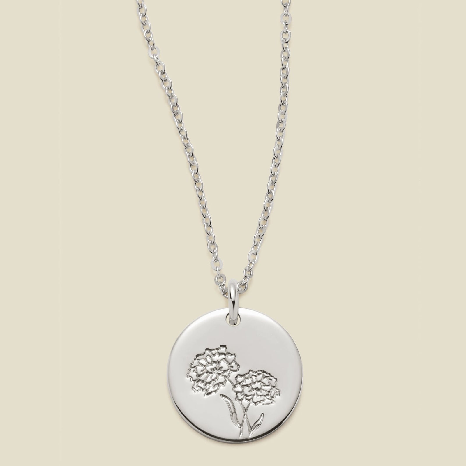 October Birth Flower Necklace Silver / 1/2" / 16"-18" Necklace