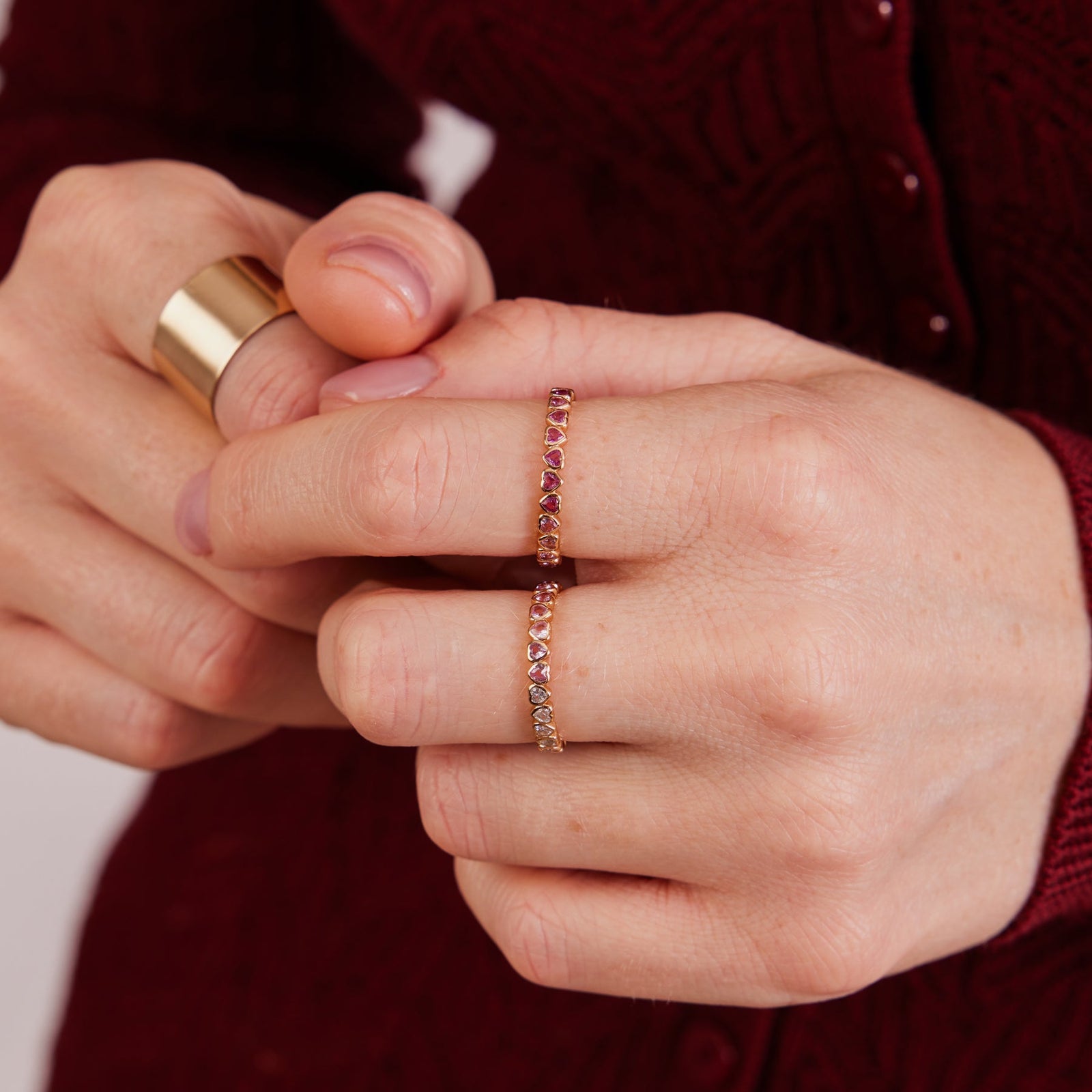 Ombre Pink Heart Eternity Ring Ring