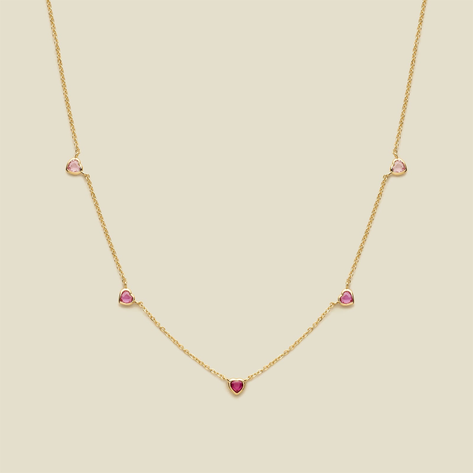 Ombre Pink Heart Necklace Gold Vermeil Necklace