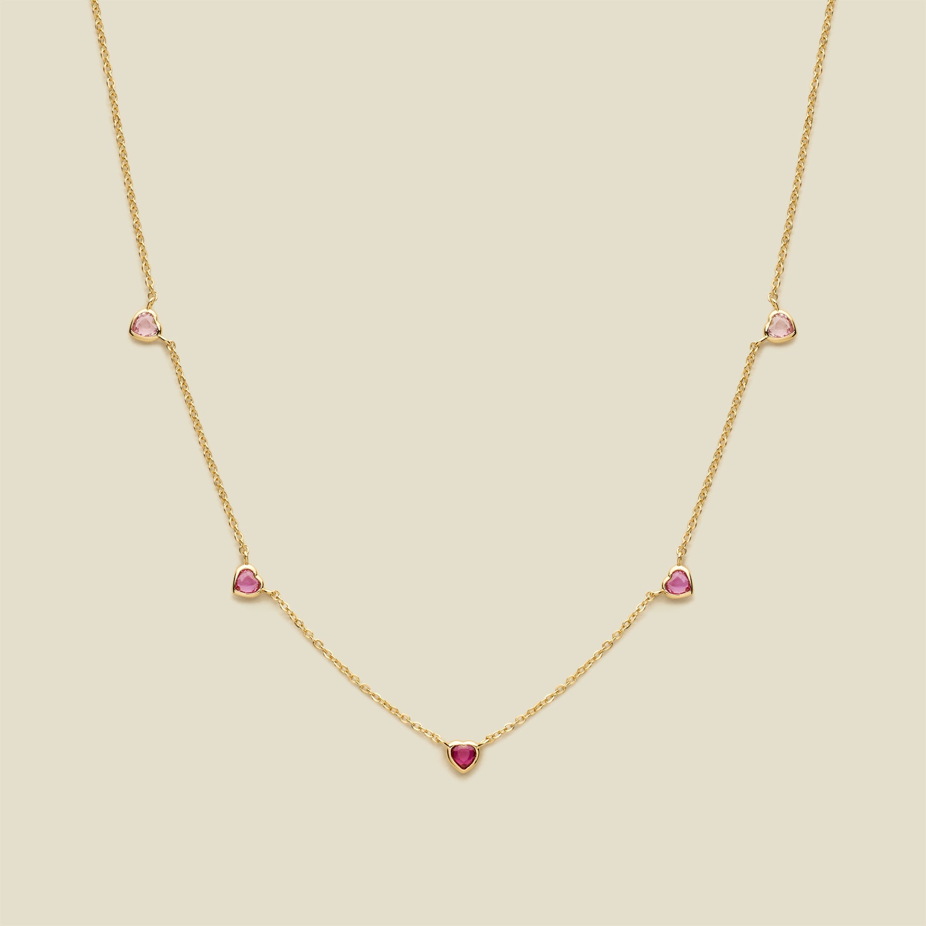 Ombre Pink Heart Necklace Gold Vermeil Necklace