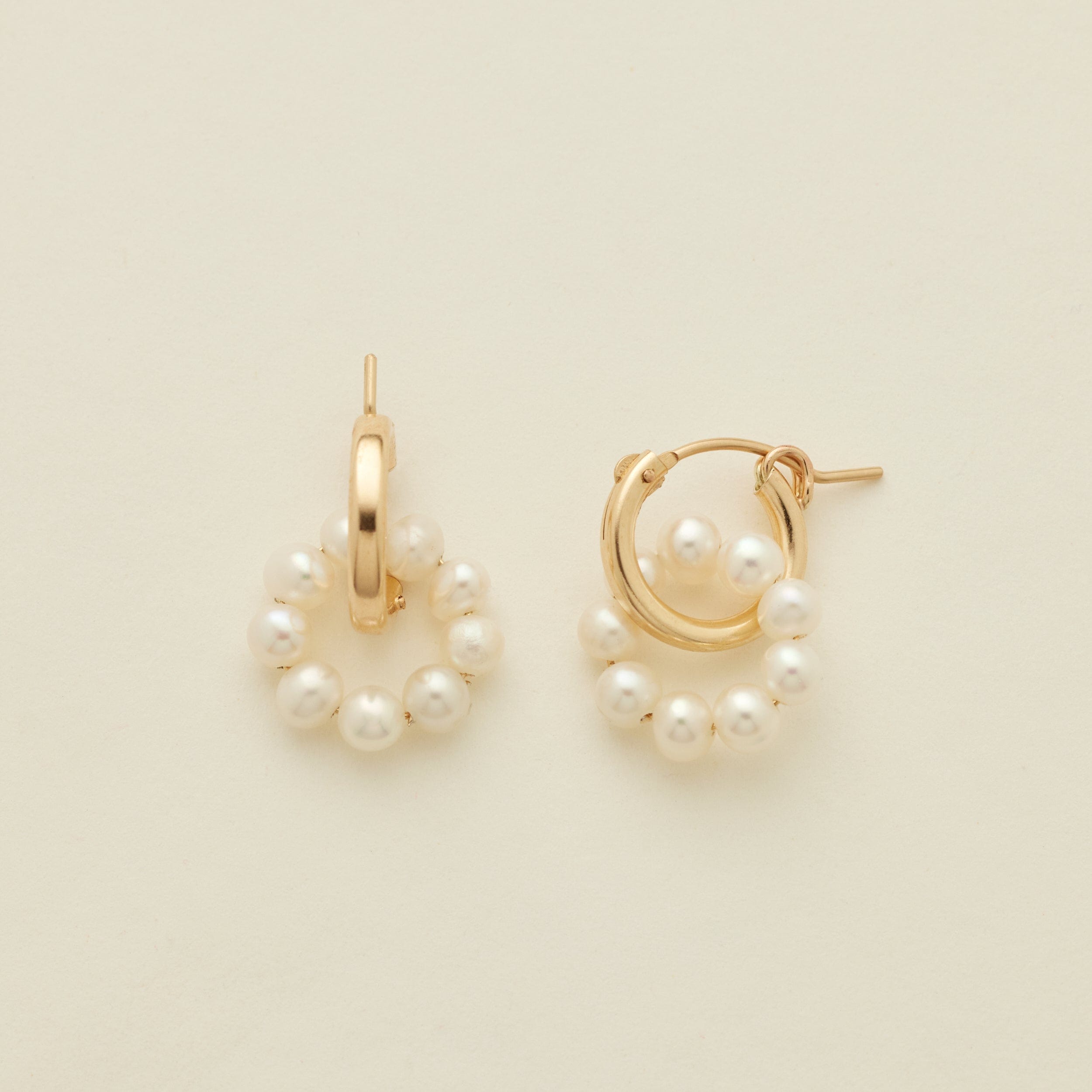 Pearl Halo Hoop Earrings Gold Vermeil Earring