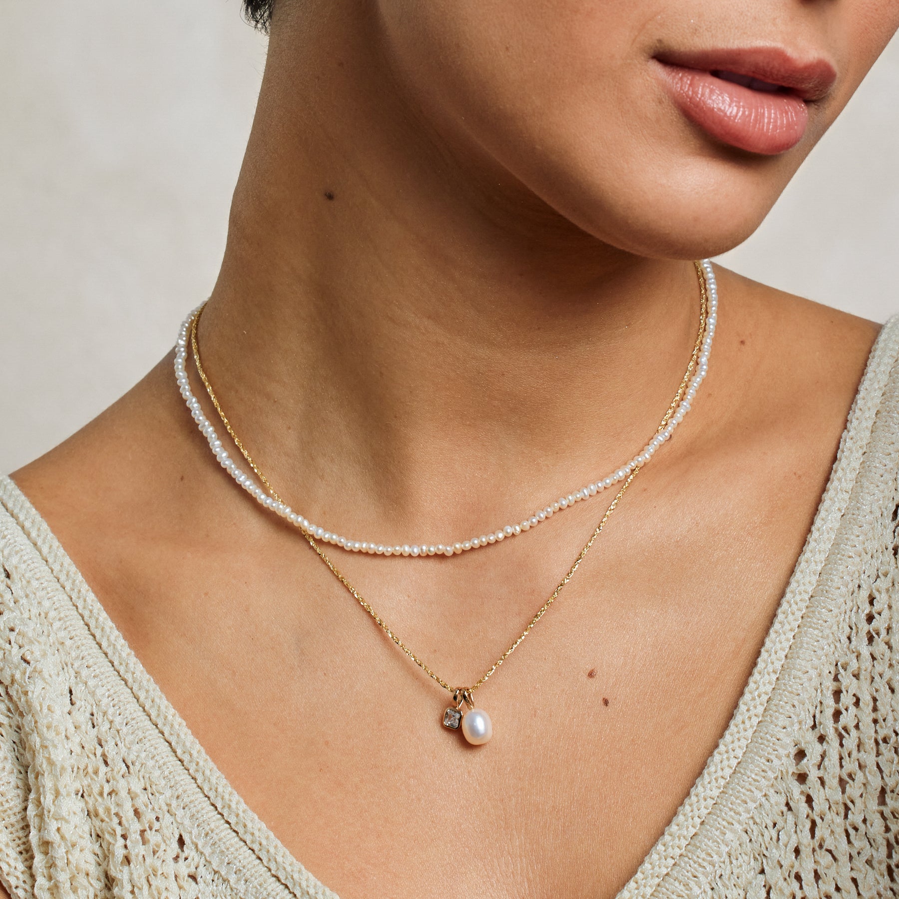 Pearl Strand Choker Gold Vermeil Necklace