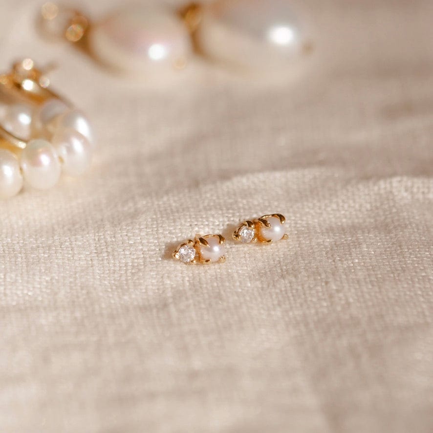 Petite Pearl Stud Earrings Gold Vermeil Earring