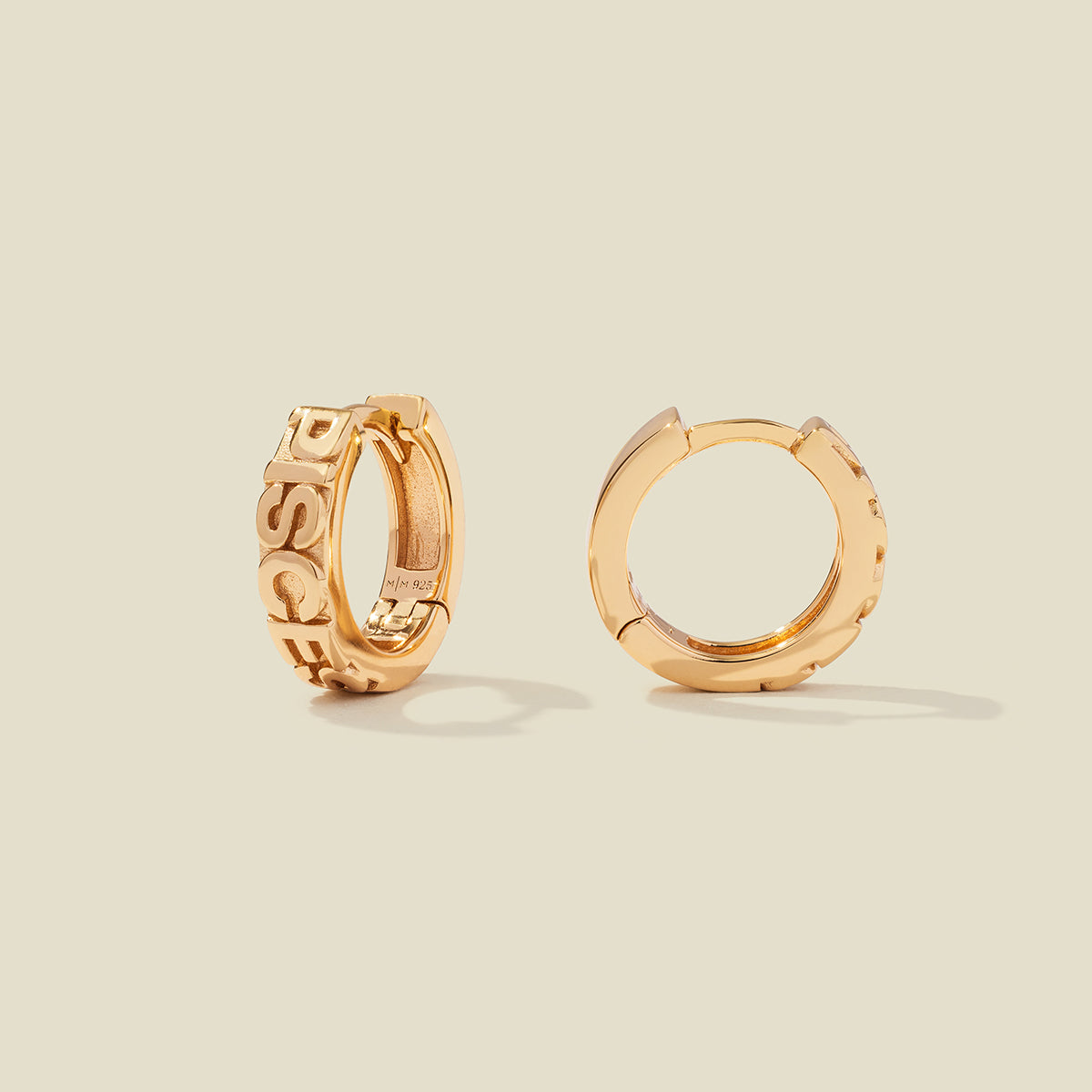 Pisces Huggie Hoop Earrings Gold Vermeil Earring