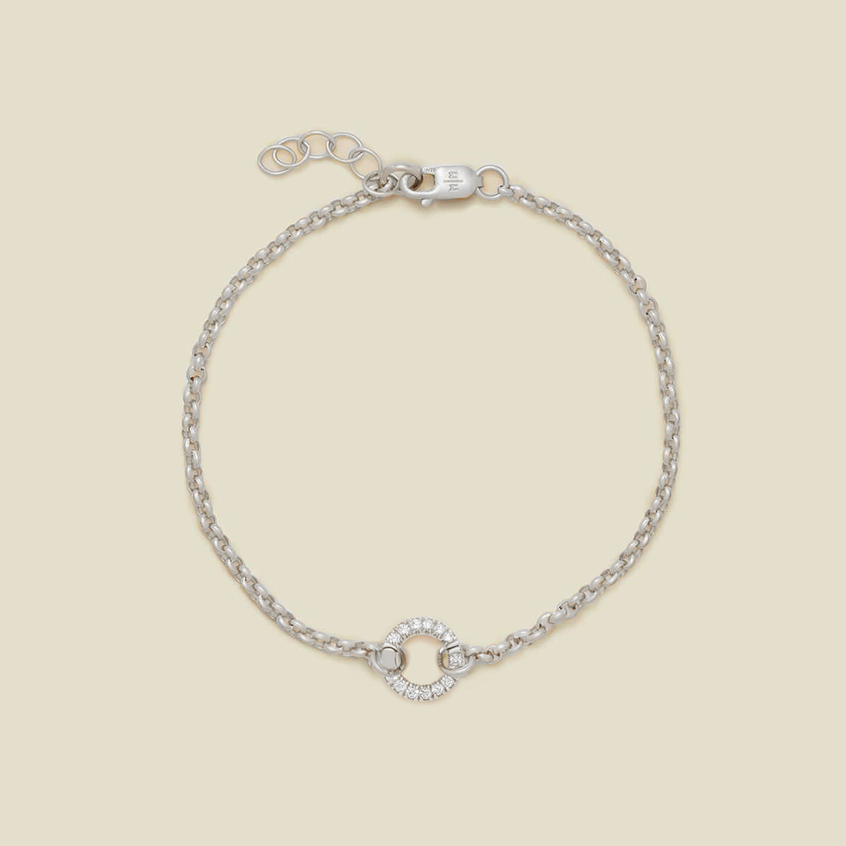 Rolo Charm Bracelet Silver / With Mini CZ Link Lock / 6" Bracelet