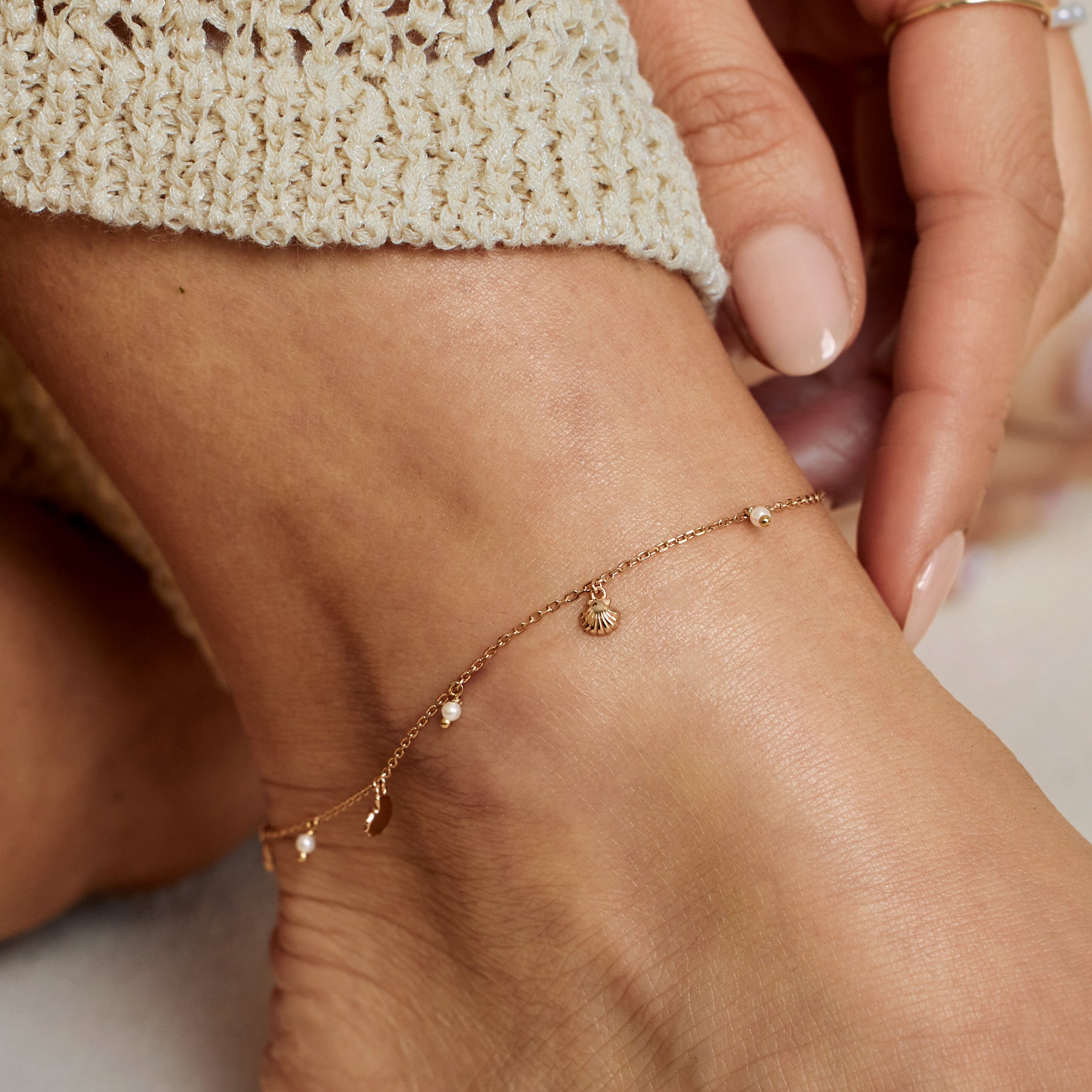 Seashells & Pearl Anklet Anklet