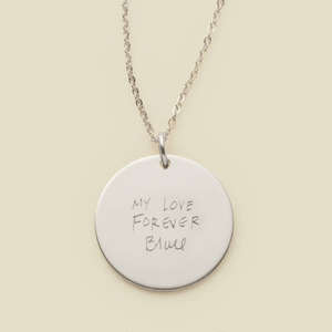 Engraved Handwriting Disc Necklace
