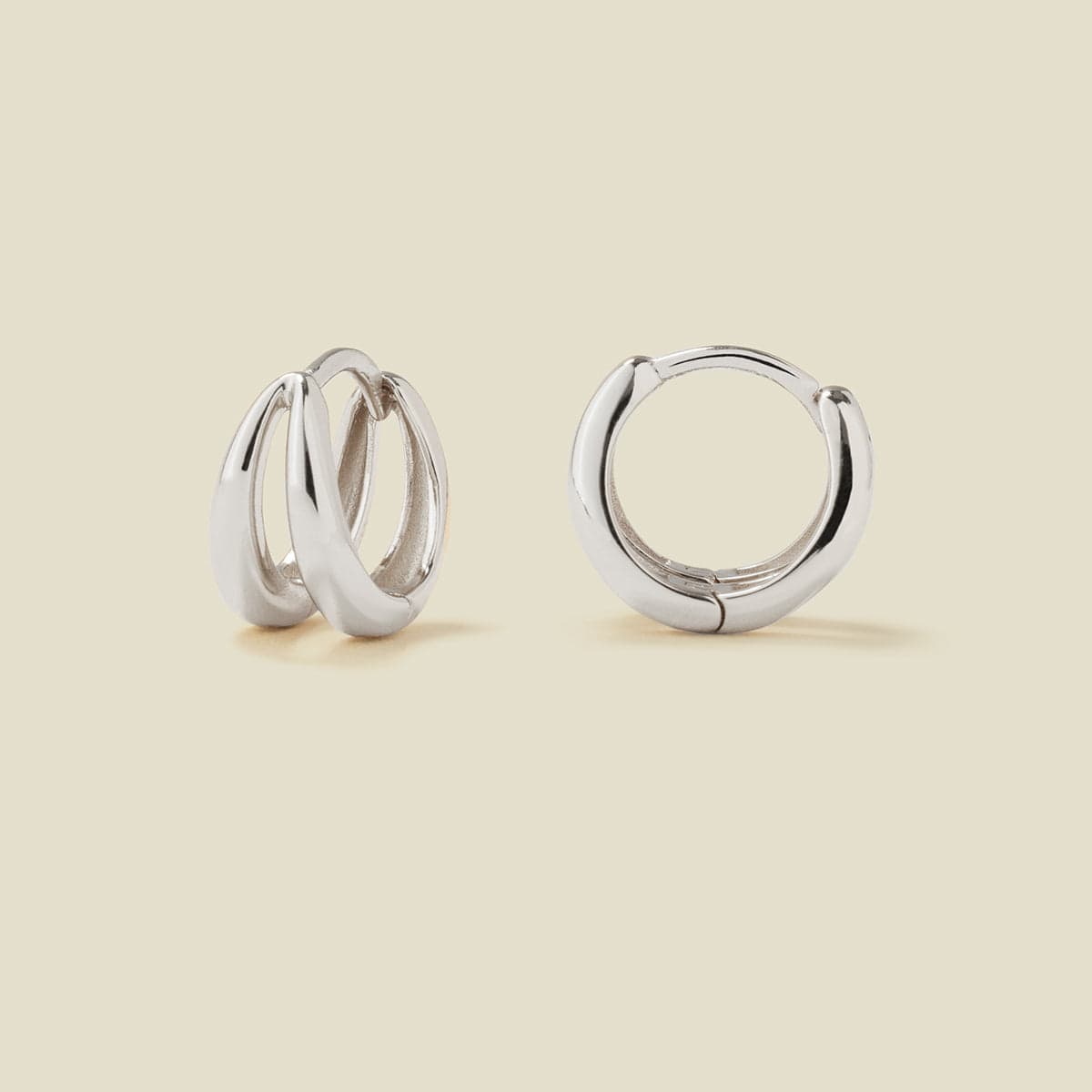 Split Huggie Hoop Earrings Silver Earring