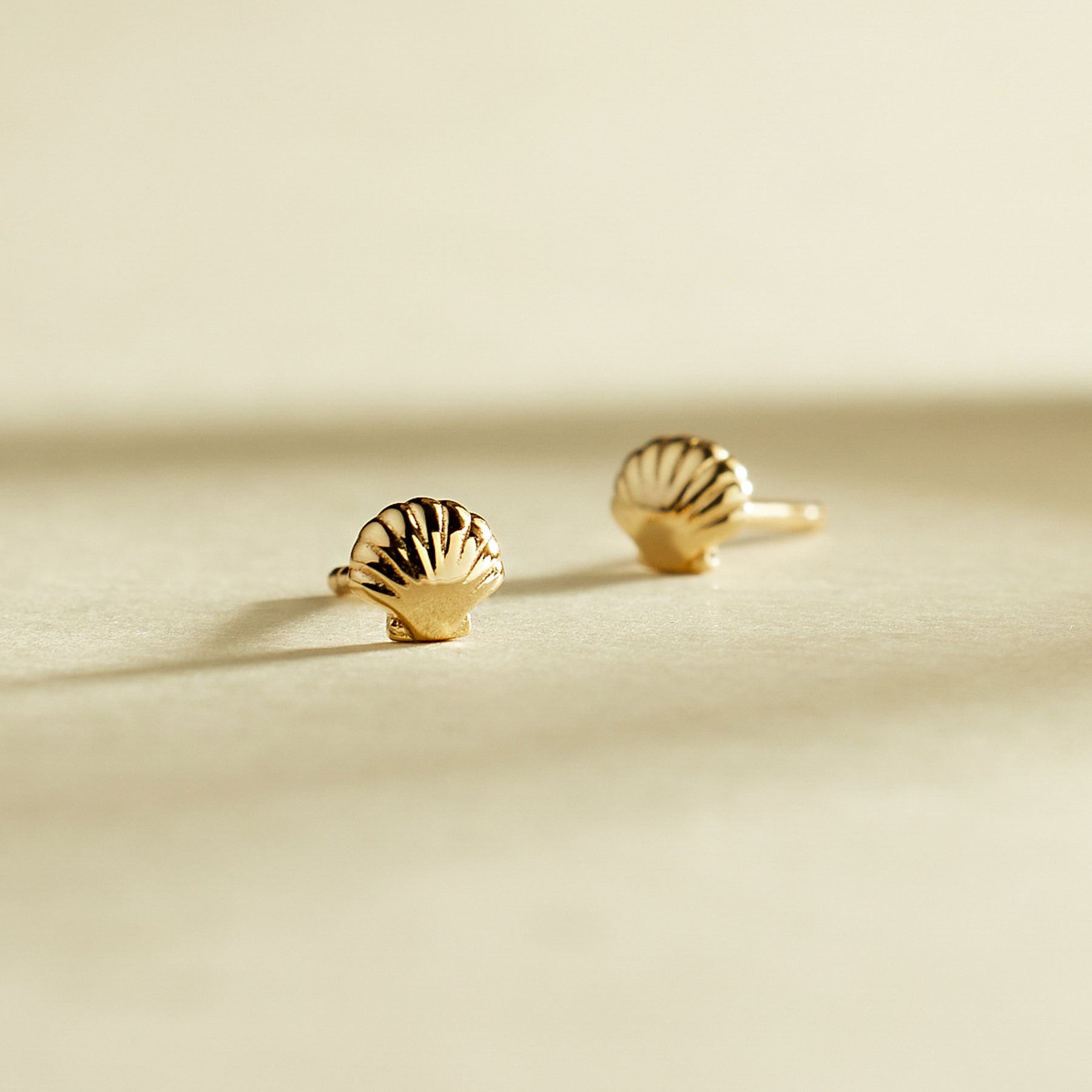 Tiny Traditional Shell Studs Gold Vermeil Earring