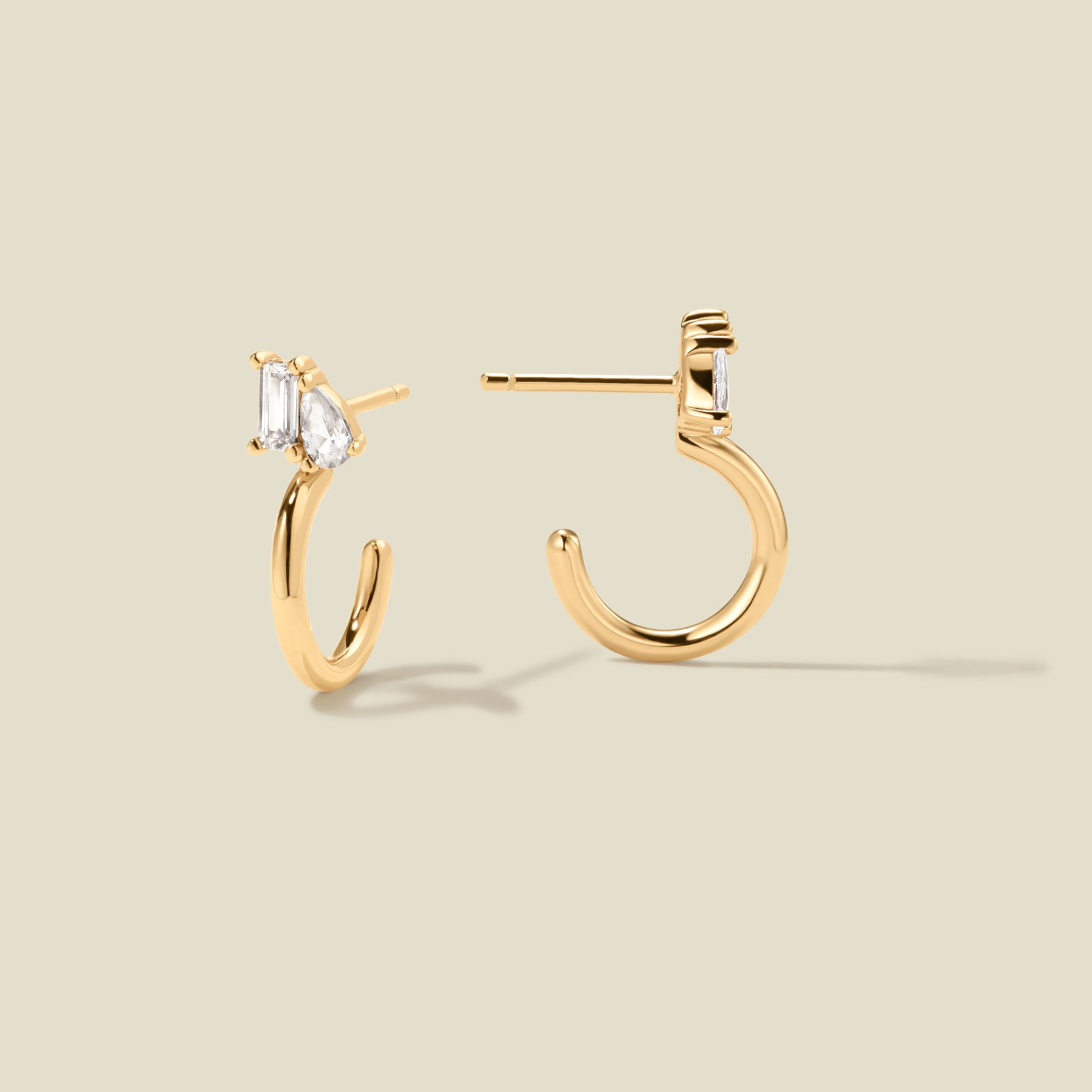 Toi et Moi Hoop Earrings Gold Vermeil Earring